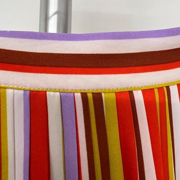 Forever‎ 21 Contemporary Colorful Stripe Pleated Midi A-Line Skirt Sz L - Picture 13 of 15